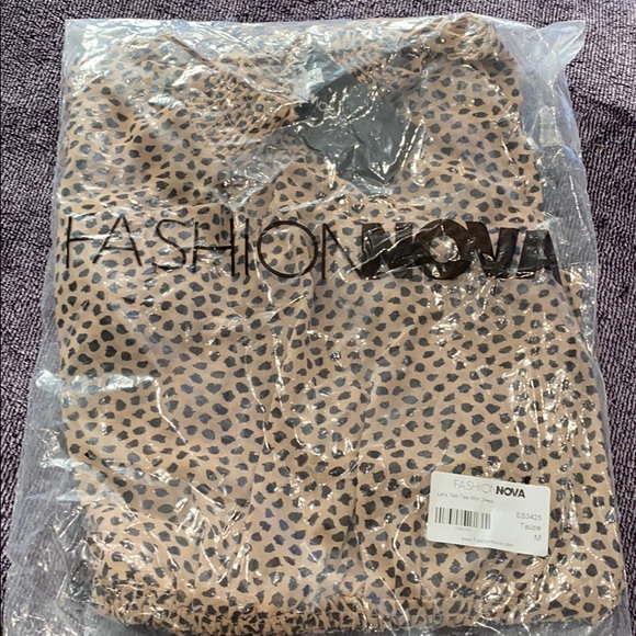 Fashion Nova Let's Talk Tea Mini Dress Taupe 👗 - Picture 6 of 7